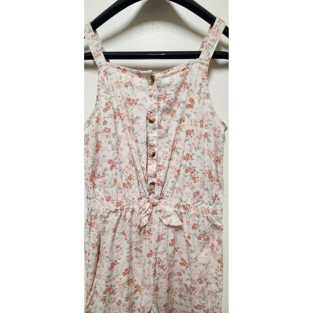 Oshkosh B'gosh Girls Floral Jumpsuit Size 10/10A 55% Linen and 45% Cotton